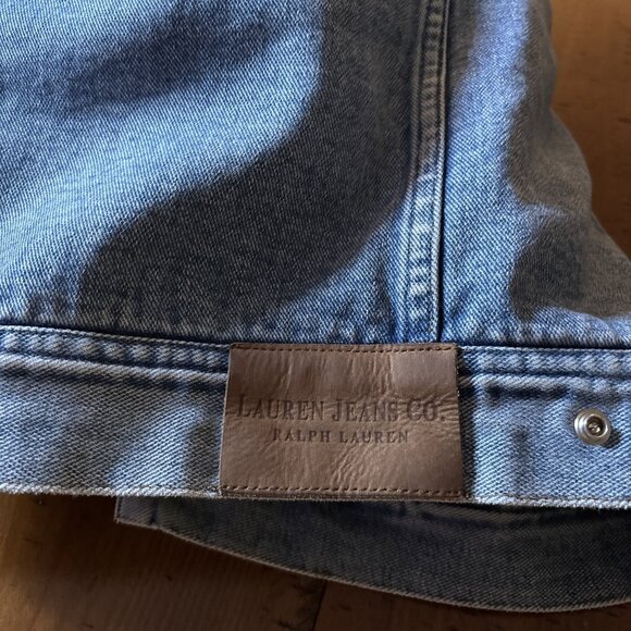 Lauren Ralph Lauren Petite Denim Faux Fur Lined Jacket Size PM One Bad Snap - Picture 10 of 10